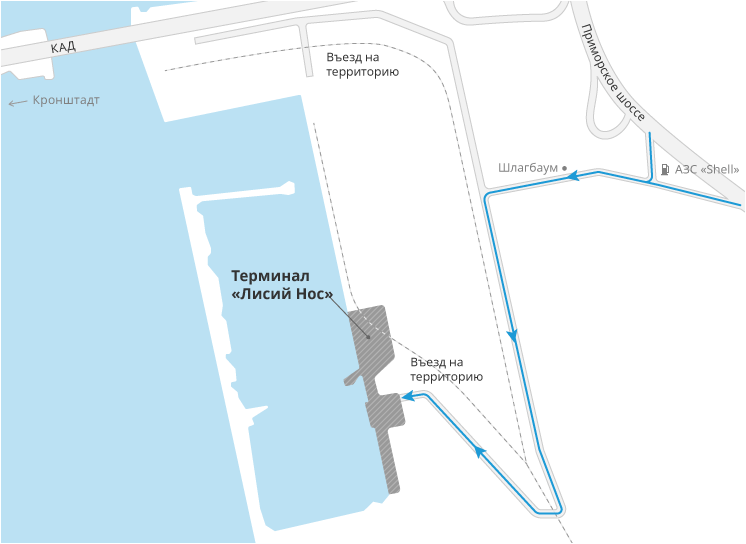 Карта терминала «Лисий Нос» компании ОАО «ТМСР»